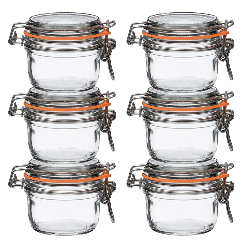 Le Parfait Super Terrine Jar | 4oz (Pack of 6) 125ml French Glass Jar, Airtight Rubber Seal & Glass Lid | Glass Jars for Kitchen Organization and Storage Containers for Essentials - Image 1